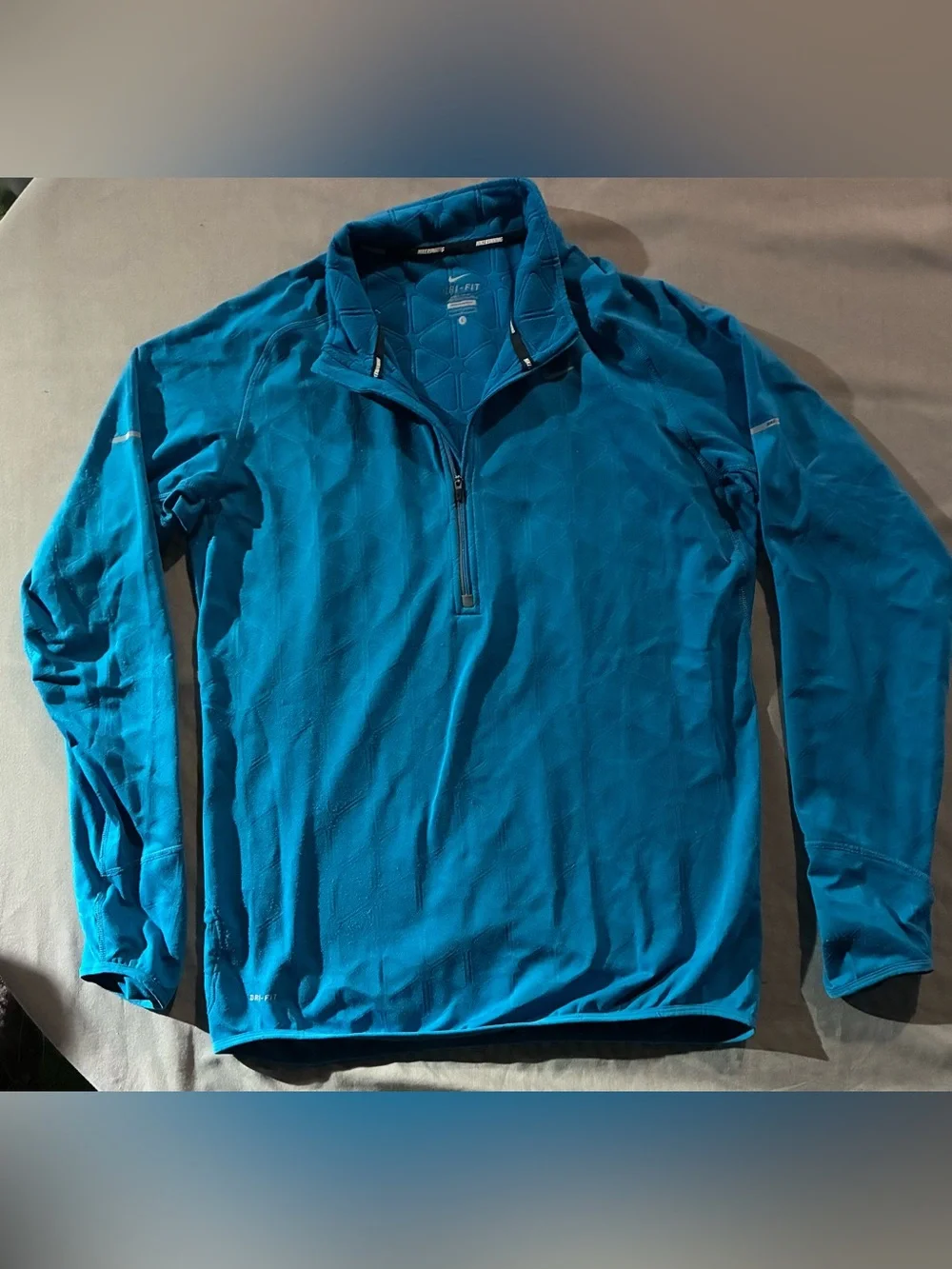 Nike Teal Blue Dri-FIT Quilted Running Pullover
